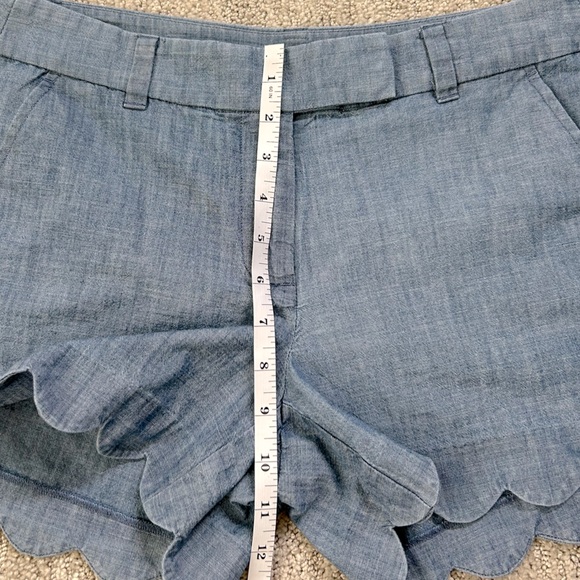 J. Crew Chambray Scalloped Hem Blue Shorts. 100% Cotton. Women’s Sz 4. EUC - Picture 10 of 11